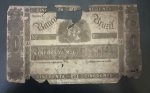 Rara Cédula Brasileira, Império, 3º Banco do Brasil, Decreto de 31 de Agosto de 1853, Valor 50.000 Reis, Caixa Filial do Rio Grande do Sul, 1ª Série, Período de Circulação 1854 à 1870, Faltando Pedaços, Requer Cuidado ao Manusear, Bem Circulada.