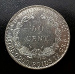 Moeda Estrangeira, Indochina Francesa, Valor 50 Cent, Ano 1936, Prata, Peso 13,5 g, Flor de Cunho.