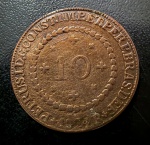 Moeda Brasileira, Império, Valor 10 Reis, Ano 1824 R, Cobre, Muito Bem Conservada.