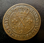 Moeda Brasileira, Reino Unido, Valor X Reis, Ano 1820R (Casa da Moeda do Rio de Janeiro), Cobre, Muito Bem Conservada.