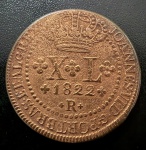 Moeda Brasileira, Reino Unido, Valor XL Reis, Ano 1822R (Casa da Moeda do Rio de Janeiro), Cobre, Muito Bem Conservada.