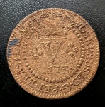 Moeda Brasileira, Colônia, Valor V Reis, Ano 1773 (Casa da Moeda de Lisboa),1º Tipo - Coroa Baixa, Cobre, Muito Bem Conservada.