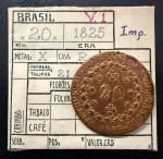 Moeda Brasileira, Império, Valor 20 Reis, Ano 1825R (Casa da Moeda do Rio de Janeiro), 21 Tulipas, Cobre, Muito Bem Conservada.