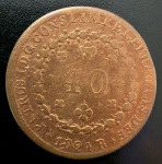 Moeda Brasileira, Império, Valor 40 Reis, Ano 1824R (Casa da Moeda do Rio de Janeiro), Cobre, Muito Bem Conservada.