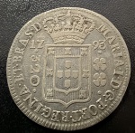 Moeda Brasileira, Colonial, Valor 320 Reis, Ano 1793, 1º Tipo - Coroa Baixa, Prata, Peso 8,9 g, Soberba.