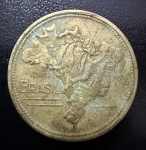 Moeda Brasileira, Valor 1 Cruzeiro, Ano 1944, sem Sigla, Bronze Alumínio, Muito Bem Conservada.