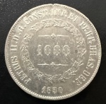 Moeda Brasileira, Império, Valor 1000 Reis, Ano 1850, Prata, Peso 12,75 g, MBC/Soberba.