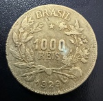 Moeda Brasileira, República, Valor 1000 Reis, Ano 1929, Símbolo da Fortuna, Bronze Alumínio, Muito Bem Conservada.