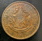 Moeda Brasileira, República, Valor 20 Reis, Ano 1910, Soberba.