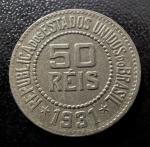 Moeda Brasileira, República, Valor 50 Reis, Ano 1931, Níquel, Soberba.