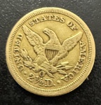 Moeda Estrangeira, USA, Valor 2 1/2 Dollar (Quarter Eagles), Liberty Head, Ano 1851 Letra O, Ouro, Peso 4,1 g, Diâmetro 18 mm, Soberba.