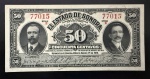 Cédula Estrangeira, MÉXICO - Revolucionária SONORA, Valor 50 Centavos, Data 01/01/1915, Flor de Estampa.