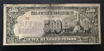 Cédula Estrangeira, FILIPINAS, Ocupação Japonesa, Valor 500 Pesos, Data 1944, Muito Bem Conservada.