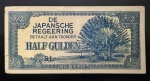 Cédula Estrangeira, ÍNDIA HOLANDESA, Ocupação Japonesa, Valor 1/2 Gulden, Data 1942, Flor de Estampa.