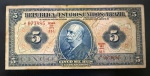 Cédula Brasileira, República, Valor 5 Mil Reis, 19ª Estampa, BRAZIL - Número, Estampa e Série Juntos, Período de Circulação 1924/1955, Muito Bem Conservada.