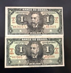 Cédulas Brasileiras, República, Banco do Brasil, Autografadas, Série 11ª - Circulada como 1 Mil Reis, Série 432ª Circulada como 1 Cruzeiro, Soberbas/Flor de Estampas.