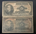 Cédulas Brasileiras, República, Banco do Brasil, Valor 5 Mil Reis, Autografadas, 1ª e 2ª Estampas, Período de Circulação 1923/1945, Efígie Barão do Rio Branco, Bem Circuladas.
