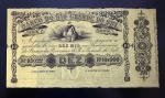 Cédula Brasileira, Império do Brasil, Banco do Rio Grande do Sul, Valor 10.000 Reis, Ano 1859, Impressão em Papel Amarelo, Período de Circulação 1859 a 1867, Uniface, Soberba/FE.