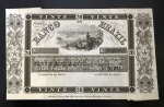 Cédula Brasileira, Império do Brasil, 3º Banco do Brasil, Caixa Filial da Província da Bahia, 1ª Série, Valor 20.000 Reis, Ano 1856, Impressão Bradbury & Evans, Vista da Bahia, Período de Circulação 1856/1870, Uniface, Soberba/FE.