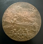 Medalha Comemorativa, Exposição Nacional - Grande Prêmio 1º Centenário da Abertura dos Portos do Brasil ao Comércio Internacional, Ano 1908, Bronze, Gravador Girardet, Diâmetro 48 mm, Flor de Cunho.