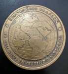 Medalha Comemorativa, Centenário da Brascan - Há Cem Anos Investindo no Brasil - São Paulo, Ano 1899/1999 , Bronze, Diâmetro 80 mm, Flor de Cunho.