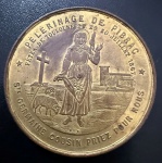 Medalha Comemorativa, FRANÇA - Canonização de Santa Germana - Proclamada pelo Papa PIO IX, Roma Itália em Julho de 1867, Bronze Dourado, Diâmetro 50 mm, Flor de Cunho.