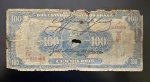 Rara Cédula Brasileira, República, BRAZIL - Duas Chancelas, Série 21ª, Valor 100 Mil Reis, Período de Circulação 1925/1953, Efígie Afonso Pena, Bem Circulada.