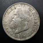 Moeda Brasileira, Império, Valor 1000 Reis, Ano 1888, Prata, Peso 12,75 g, Soberba.