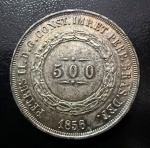 Moeda Brasileira, Império, Valor 500 Reis, Ano 1856, Prata, Peso 6,3 g, Soberba.