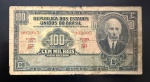 Cédula Brasileira, República, 17ª Estampa, Valor 100 Mil Reis, Período de Circulação 1936/1952, Efígie Santos Dumont, Muito Bem Conservada.