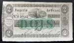 Cédula Brasileira, Império, Valor 2 Mil Reis, 3ª Estampa, Período 1860/1872, Autografada, Soberba/FE