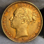 Moeda de Ouro - Colônias britânicas ( Austrália ) - 1 Sovereign - Victoria 1885 - Km7 - Ouro (.917)