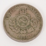 NUMISMÁTICA, Brasil, Império, uma (1) moeda de 500 reis 1886, cunhada em Cu-Ni, muito bem conservada, vide foto.