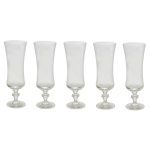 STRAUSS - Conjunto de 11 taças sopradas à mão,  usadas para champanhe Apresentam um bojo alto em formato de tulipa e hastes curtas com um pequeno nó esférico.18 cm.