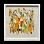 GUYER SALLES (São Paulo SP 1942)  Som do Vento nas folhas secas. Aquarela Abstrata lírica e geométrica, fortemente marcado pelo dinamismo de formas orgânicas entrelaçadas que lembram folhas ou pinceladas fluidas. Ass. cid. 32 x 32 cm (MI).35 x 35 cm (MT).  Pintor, gravador, aquarelista, ilustrador e desenhista. Freqüenta o curso de iniciação ao desenho da Faap, em São Paulo, onde é orientado por Nelson Nóbrega e Marcelo Grassmann em pintura e gravura, entre 1962 e 1964. Acervo Particular Maria Anna do Valle Pereira, SP.