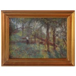 BENNO TREIDLER (Berlim, Alemanha, 1857 -  Rio de Janeiro, 1931) Pintor Viajante  Passeio na Floresta Tijuca. Óleo s/ tela. Ass. e datado 1904, cie. 47 x 63 cm (MI). 64 x 82 cm (ME). Pintor, desenhista, aquarelista, decorador, cenógrafo, professor. https://enciclopedia.itaucultural.org.br/pessoa22625/benno-treidler