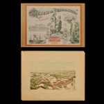 FRANZ HEINRICH CARLS. Álbum de Pernambuco e seus Arrabaldes. Panorâma de Olinda e Recife tirada da Ladeira da Misericórdia.  Obra litográfica criada pelo artista alemão Franz Heinrich (Francisco Henrique) Carls e publicada em Recife por volta de 1878. Rua Marques de Olinda, 36, Pernambuco. 33 x 43 cm. Procedência Leonel Barros, SP.