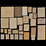 WASHIMGTON RODRIGUES (1936  2024)  Coleção diversa com 31 itens de décadas do século XX. Constam desenhos monocromáticos, a lápis, nanquim e esferográfica, assim como cartas antigas. Destacam-se retratos, animais, objetos, cenas de rua e composições. Verso com o nome de Ivan Wasth Rodrigues, (São Paulo, 01.07.1927  10.12.2007) famoso pintor e ilustrador de histórias em quadrinhos brasileiro.