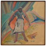 ALOYSIO EMÍLIO ZALUAR (Rio de Janeiro,1937- 2026)  Anjo. Óleo s/ Eucatex. Ass. e datado 85, no verso. 38 x 40 cm (MI). 40 x 41 cm (ME).