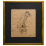 MARIO ZANINI  (São Paulo SP 1907 - 1971) - Nu. Desenho s/ papel. Ass. cid. Datado 1941. 34 x 30 cm (MI). 54 x 50 cm (ME). Pintor e decorador brasileiro. Descendente de imigrantes, oriundo de uma família humilde, ainda adolescente frequentou a Escola de Belas Artes.