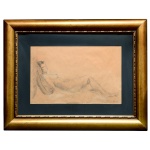 EDGAR OEHLMEYER (Rio Claro, SP 1909 - SP 1967) - Nu. Desenho s/ papel. Ass. cid. 28 x 44 cm (MI). 70 x 53 cm (ME). Estudou no Instituto Profissional de Rio Claro, onde foi aluno de Carlos Hadler. Posteriormente, estudou pintura com Antonio Rocco e Amedeo Scavone. Em 1941 realizou exposição individual em São Paulo e em 1970 a Sociarte reuniu 56 obras suas em exposição. Em seu Dicionário Crítico da Pintura no Brasil (Artlivre, 1988), José Roberto Teixeira Leite declara que o artista praticou a paisagem, a natureza-morta, a figura, o gênero e a pintura de interiores, fazendo uso de sólido desenho e de bom colorido. Recebeu medalha de bronze em 1939 no Salão Paulista de Belas Artes, e pequena medalha de prata em 1940; o prêmio Prefeitura de São Pauto em 1946; e a grande medalha de prata em 1949.