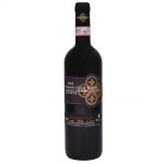 Palagetto Chianti Colli Senesi Riserva 2003. vinho tinto italiano da Toscana, elaborado principalmente com a uva Sangiovese, destacando-se pelo rótulo clássico com detalhes roxos e dourados e teor alcoólico de 14%.
