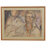C. DI PIETRO  Figuras Estilizadas em tons pastéis e linhas fluidas. Lápis s/ Papel. Ass. cid. 49 x 69 cm (MI). 63 x 86 cm (MT).