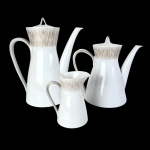 ROSENTHAL - Conjunto de 3 peças de serviço de chá e café em porcelana alemã branca com frisos de our