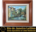 ODILÉA COTECCHIA, 1983 - OBRA EM ÓLEO SOBRE TELA, RETRATANDO PAISAGEM COM CASARIO À BEIRA-RIO, EXIBINDO ARQUITETURA ANTIGA, PONTE DE PEDRA EM ARCO AO FUNDO E VEGETAÇÃO ENTORNO SOB CÉU ENTRE NUVENS, PROTEGIDA POR PASSE-PARTOUT COM FILETE INTERNO DOURADO, RICAMENTE EMOLDURADO EM MADEIRA, ACID, MEDINDO 58 X 67 CM (TELA 35 X 45 CM). APRESENTA MARCAS DO TEMPO, USO, DESGASTES, RISCOS E OXIDAÇÕES E/OU PEQUENAS IMPERFEIÇÕES COMPATÍVEIS COM SUA UTILIZAÇÃO E ESTADO DE CONSERVAÇÃO, CONFORME FOTOS EXTRAS. ESCLAREÇA TODAS AS DÚVIDAS ANTES DE EFETUAR SEU LANCE, QUE SERÁ CONSIDERADO IRREVOGÁVEL E IRRETRATÁVEL. CONSULTE PREVIAMENTE OS TERMOS E CONDIÇÕES DISPONÍVEIS NO SITE. CONTATO (21) 98264-3000.