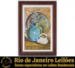 ODILÉA COTECCHIA, 1989 - OBRA EM ÓLEO SOBRE TELA, RETRATANDO COMPOSIÇÃO DE NATUREZA-MORTA COM VASO CONTENDO RAMOS SECOS E INFLORESCÊNCIAS, BULE EM PRIMEIRO PLANO E BANDEJA CIRCULAR AO FUNDO, DISPOSTOS SOBRE MESA, PROTEGIDA POR PASSE-PARTOUT COM FILETE INTERNO DOURADO, RICAMENTE EMOLDURADO EM MADEIRA, ACID, MEDINDO 44 X 31 CM (TELA 37 X 24 CM). APRESENTA MARCAS DO TEMPO, USO, DESGASTES, RISCOS E OXIDAÇÕES E/OU PEQUENAS IMPERFEIÇÕES COMPATÍVEIS COM SUA UTILIZAÇÃO E ESTADO DE CONSERVAÇÃO, CONFORME FOTOS EXTRAS. ESCLAREÇA TODAS AS DÚVIDAS ANTES DE EFETUAR SEU LANCE, QUE SERÁ CONSIDERADO IRREVOGÁVEL E IRRETRATÁVEL. CONSULTE PREVIAMENTE OS TERMOS E CONDIÇÕES DISPONÍVEIS NO SITE. CONTATO (21) 98264-3000.