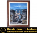 ODILÉA COTECCHIA, 1985 - OBRA EM ÓLEO SOBRE TELA, RETRATANDO PAISAGEM URBANA HISTÓRICA, POSSIVELMENTE VISTA DE OURO PRETO, DESTACANDO ARQUITETURA COLONIAL COM CASARIO, IGREJA AO FUNDO COM DUAS TORRES E CÚPULAS, ENQUADRADA POR PAREDES DE PEDRA EM PRIMEIRO PLANO E MONTANHAS AO FUNDO, PROTEGIDA POR PASSE-PARTOUT COM FILETE INTERNO DOURADO, RICAMENTE EMOLDURADO EM MADEIRA, ACID, MEDINDO 50 X 42 CM (TELA 40 X 32 CM). APRESENTA MARCAS DO TEMPO, USO, DESGASTES, RISCOS E OXIDAÇÕES E/OU PEQUENAS IMPERFEIÇÕES COMPATÍVEIS COM SUA UTILIZAÇÃO E ESTADO DE CONSERVAÇÃO, CONFORME FOTOS EXTRAS. ESCLAREÇA TODAS AS DÚVIDAS ANTES DE EFETUAR SEU LANCE, QUE SERÁ CONSIDERADO IRREVOGÁVEL E IRRETRATÁVEL. CONSULTE PREVIAMENTE OS TERMOS E CONDIÇÕES DISPONÍVEIS NO SITE. CONTATO (21) 98264-3000.