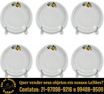 RENNER - CONJUNTO, PARTE DE SERVIÇO DE JANTAR, SÉRIE MEDAILLON, EXECUTADO EM PORCELANA ESMALTADA E VITRIFICADA RICAMENTE DECORADA COM FLORES E FOLHAS EM DELICADA POLICROMIA, NA TÉCNICA DITA DECALQUE, BORDA FILETADA COMPOSTO POR SEIS PRATOS RASOS, MEDINDO 25 CM CADA. APRESENTAM MARCAS DO TEMPO, USO, DESGASTES E/OU IMPERFEIÇÕES COMPATÍVEIS COM SUA UTILIZAÇÃO E ESTADO DE CONSERVAÇÃO, DESTACANDO ÍNFIMA OSTRA NA BORDA DE UM DOS PRATOS, CONFORME FOTOS EXTRAS. ESCLAREÇA TODAS AS DÚVIDAS ANTES DE EFETUAR SEU LANCE, QUE SERÁ CONSIDERADO IRREVOGÁVEL E IRRETRATÁVEL. CONSULTE PREVIAMENTE OS TERMOS E CONDIÇÕES DISPONÍVEIS NO SITE. CONTATO VIA TELEFONE OU WHATSAPP: (21) 98264-3000. TEMOS OUTRAS PEÇAS DESTE MESMO MODELO NOS LOTES Nº 59, 84, 121, 188, 266 E 349.