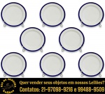 BOCH FRÈRES KERAMIS  CONJUNTO, MADE IN BELGIUM, PARTE DE SERVIÇO DE JANTAR, EXECUTADO EM FAIANÇA ESMALTADA E VITRIFICADA RICAMENTE DECORADA COM BARRA COLORIDA REALÇADA POR FILETES EM VIBRANTE DOURADOS, COMPOSTO POR OITO PRATOS SOBREMESAS, MEDINDO 18 CM CADA. APRESENTAM MARCAS DO TEMPO, USO, DESGASTES E/OU IMPERFEIÇÕES COMPATÍVEIS COM SUA UTILIZAÇÃO E ESTADO DE CONSERVAÇÃO, CONFORME FOTOS EXTRAS. ESCLAREÇA TODAS AS DÚVIDAS ANTES DE EFETUAR SEU LANCE, QUE SERÁ CONSIDERADO IRREVOGÁVEL E IRRETRATÁVEL. CONSULTE PREVIAMENTE OS TERMOS E CONDIÇÕES DISPONÍVEIS NO SITE. CONTATO VIA TELEFONE OU WHATSAPP: (21) 98264-3000. ESTE LOTE COMBINA COM OS LOTES Nº 4, 42, 54, 251, 305, 336 E 360.