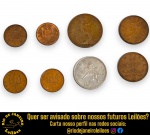 CONJUNTO DE MOEDAS, PROCEDÊNCIA REINO UNIDO, COMPOSTO OITO UNIDADES, SENDO: TRÊS UNIDADES 1 NEW PENNY, ANO 1971; 1 NEW PENNY, ANO 1974; 1 PENNY MAIOR, ANO 1914; DUAS UNIDADES 2 PENCE, ANO 1971 E 10 NEW PENCE, ANO 1969. APRESENTAM MARCAS DO TEMPO, USO, DESGASTES E/OU IMPERFEIÇÕES COMPATÍVEIS COM SUA UTILIZAÇÃO E ESTADO DE CONSERVAÇÃO, CONFORME FOTOS EXTRAS. ESCLAREÇA TODAS AS DÚVIDAS ANTES DE EFETUAR SEU LANCE, QUE SERÁ CONSIDERADO IRREVOGÁVEL E IRRETRATÁVEL. CONSULTE PREVIAMENTE OS TERMOS E CONDIÇÕES DISPONÍVEIS NO SITE. CONTATO VIA TELEFONE OU WHATSAPP: (21) 98264-3000.